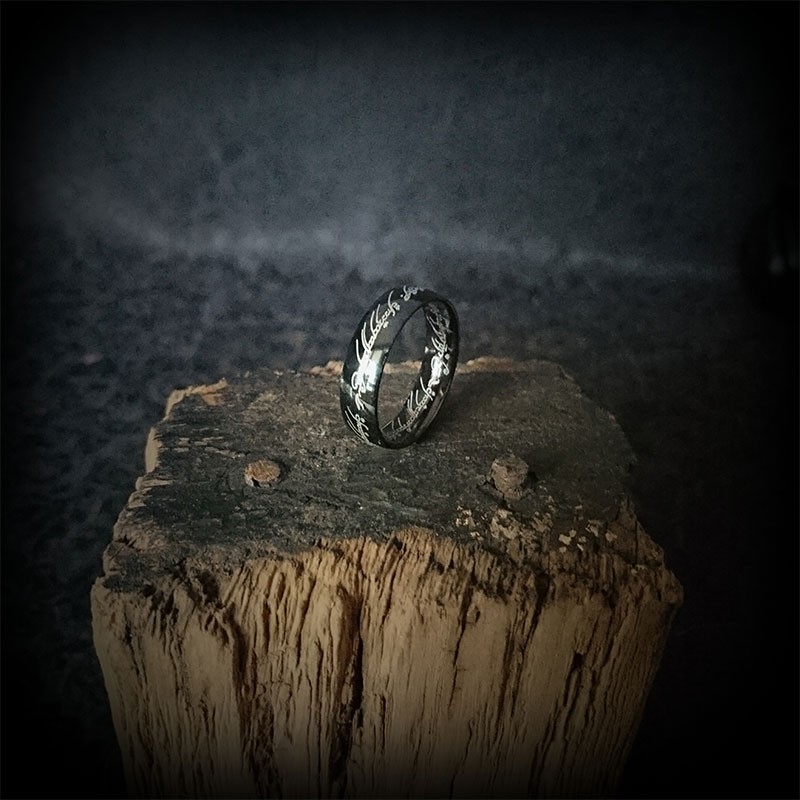Anneau unique noir, Le Seigneur des Anneaux, en acier, bague lotr, anneau  sauron, frodon, bilbon