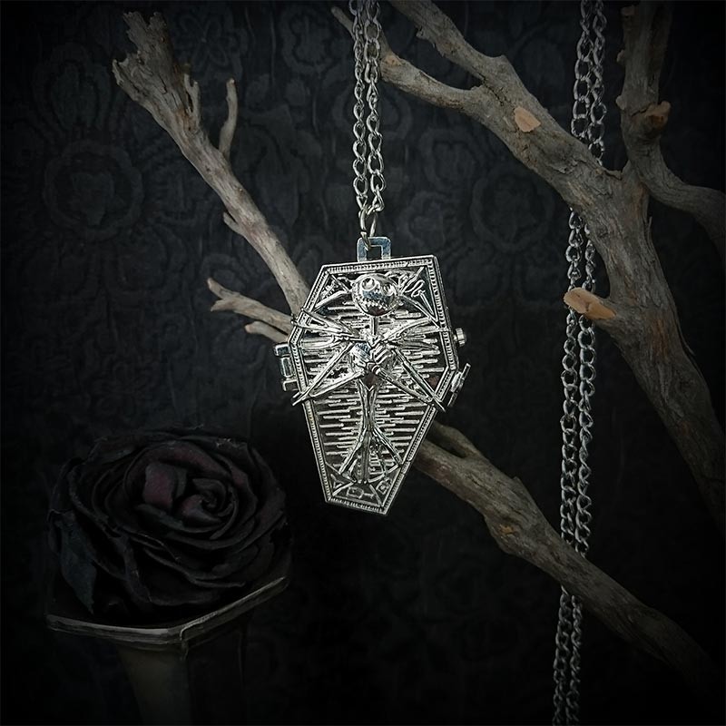 Montre Gousset Pendentif Jack Et Sally (Noël) - Cadran 4.6 Cm, Chaîne 80 Cm, Style Ancien