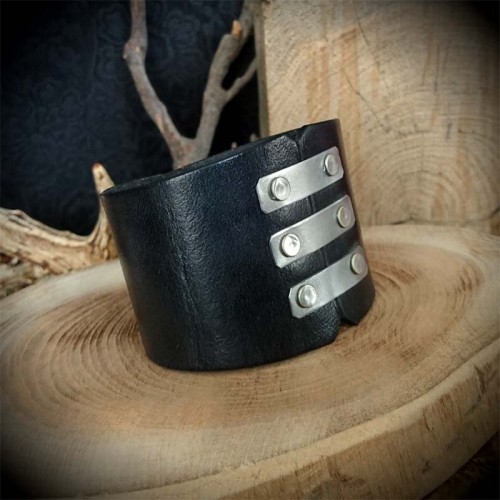 Bracelet de force cuir noir...