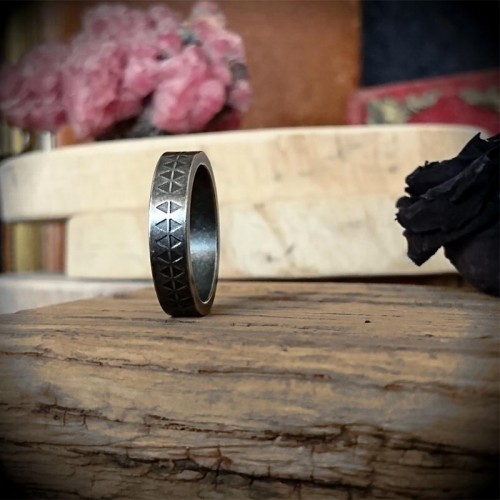 Bague Anneau acier noir...