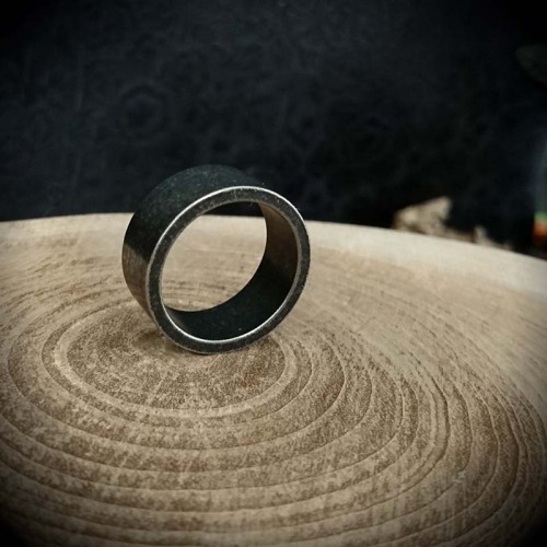 Bague Anneau large acier noir