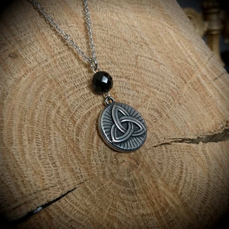 Pendentif Croix Celtique Or - Collier Acier Inoxydable Noeud Irlandais - Chaîne 60cm