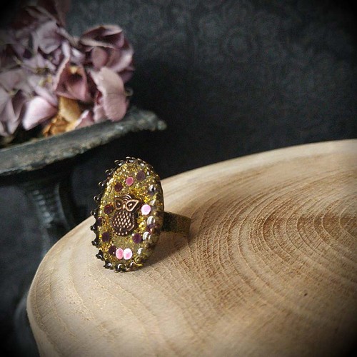 Bague steampunk chouette...