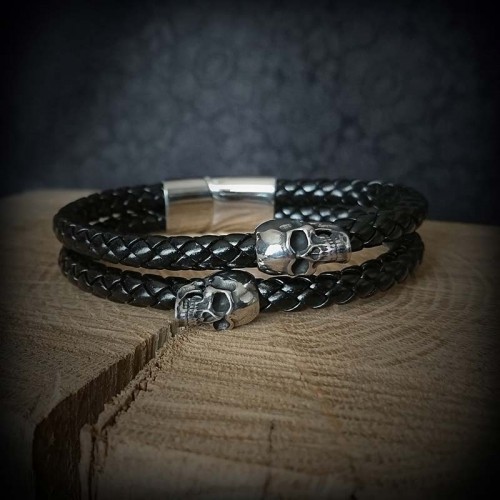 Bracelet simili cuir noir 2...