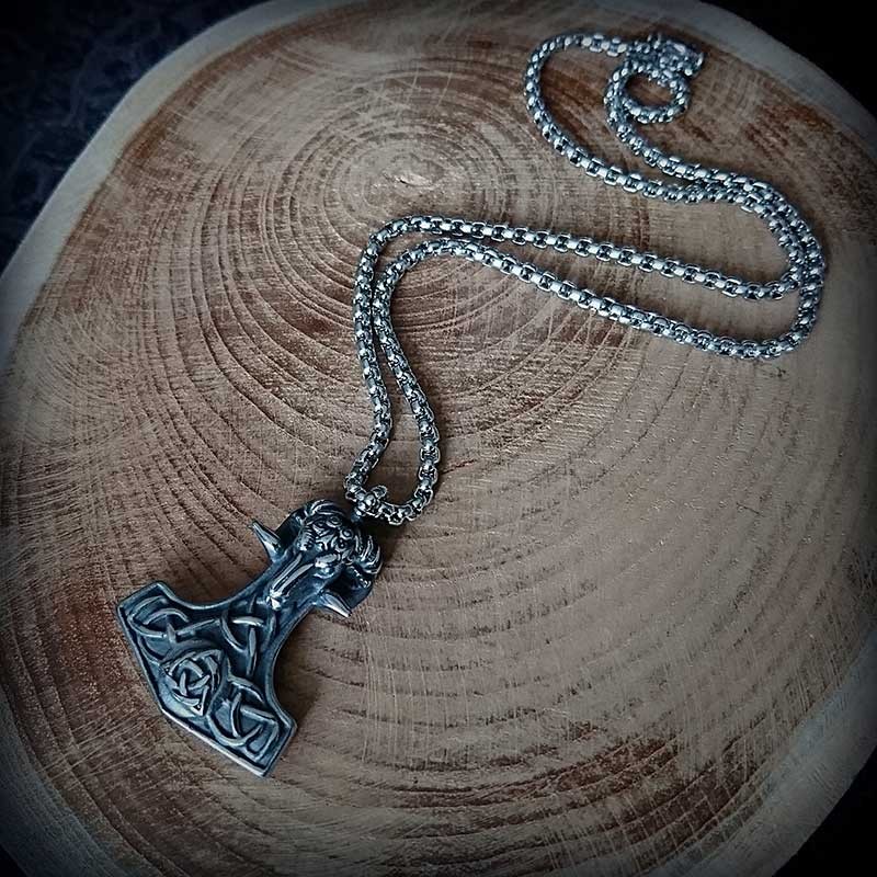 Collier Pendentif En Os - Amulette Celtique Marteau De Thor Mjölnir, Bijou Homme Femme Bohème