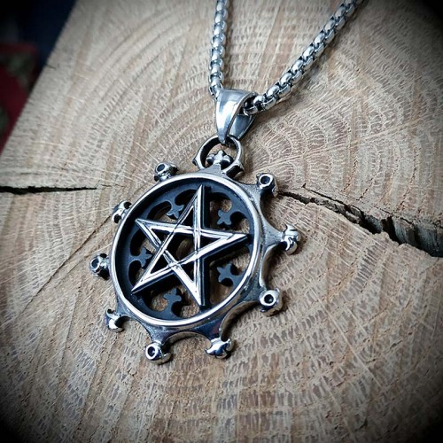 Collier Pentacle Personanlisable Pendentif Pentagramme avec Chaîne