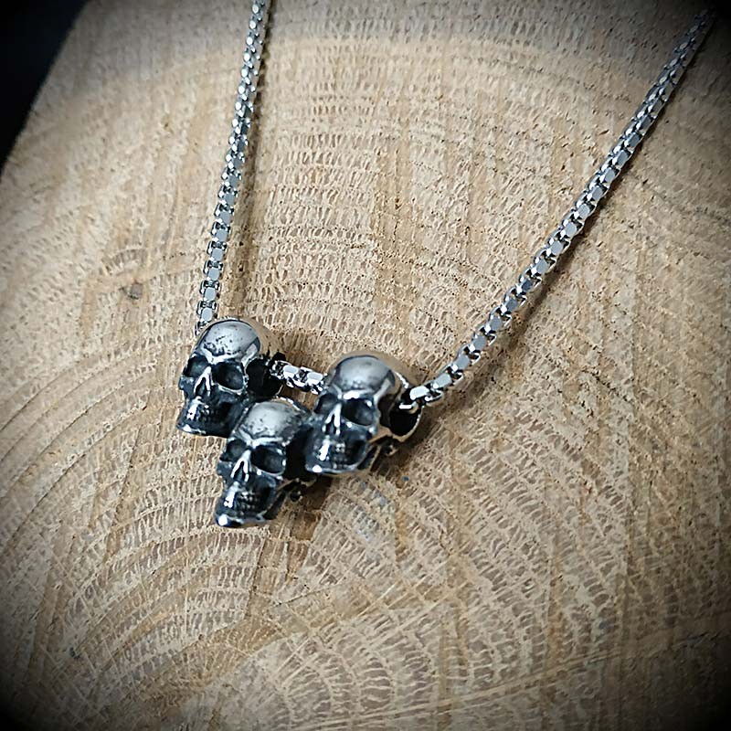 Collier Pendentif Tête De Mort Gothique – Chaîne Acier Inoxydable Crâne Punk Rock Hip Hop, Style Argent Homme