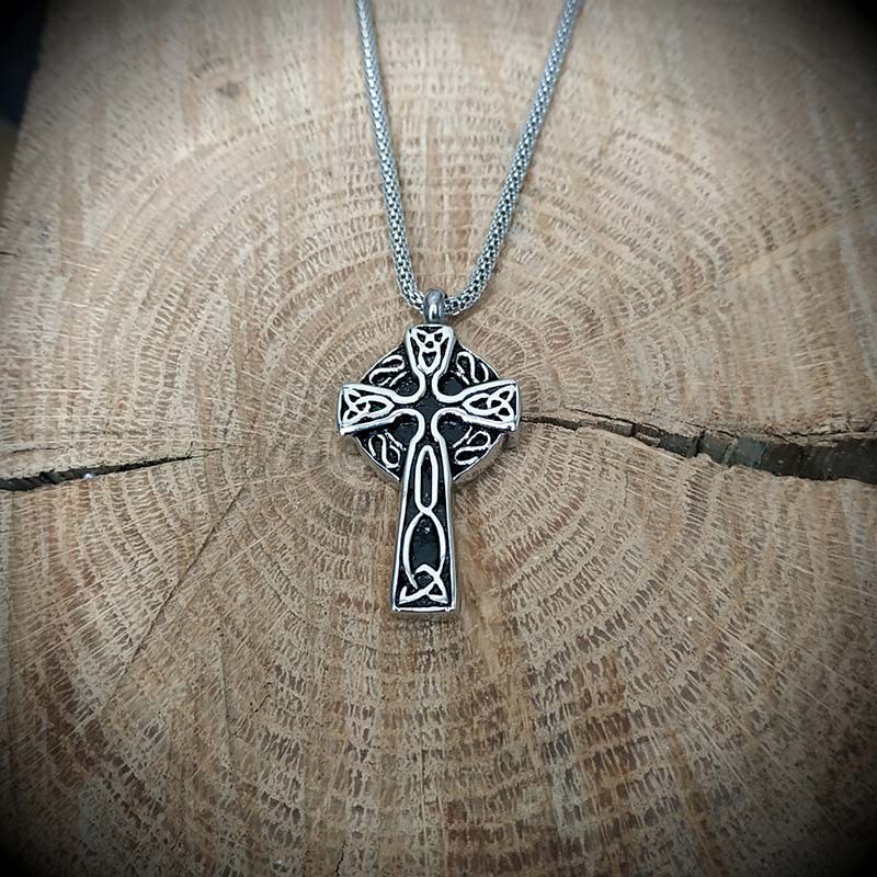 Irish Wales celtec Croix Crucifix Rood Étain Pendentif Avec Coton Collier #409