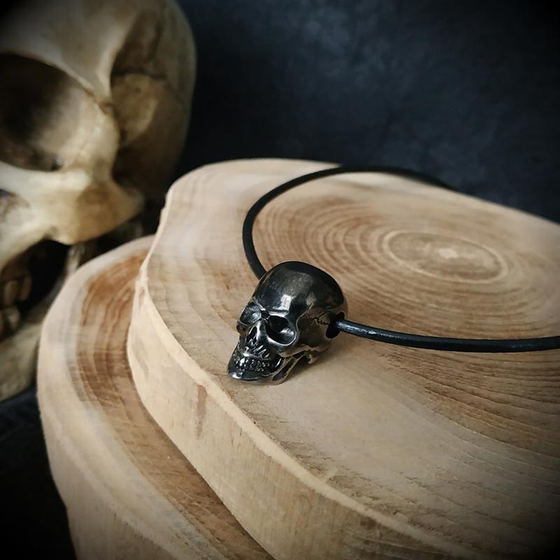 Collier Homme Crâne Tête De Mort - Style Rock Gothique - Acier Inoxydable - Chaîne 60 Cm - ZENSE ZP0257