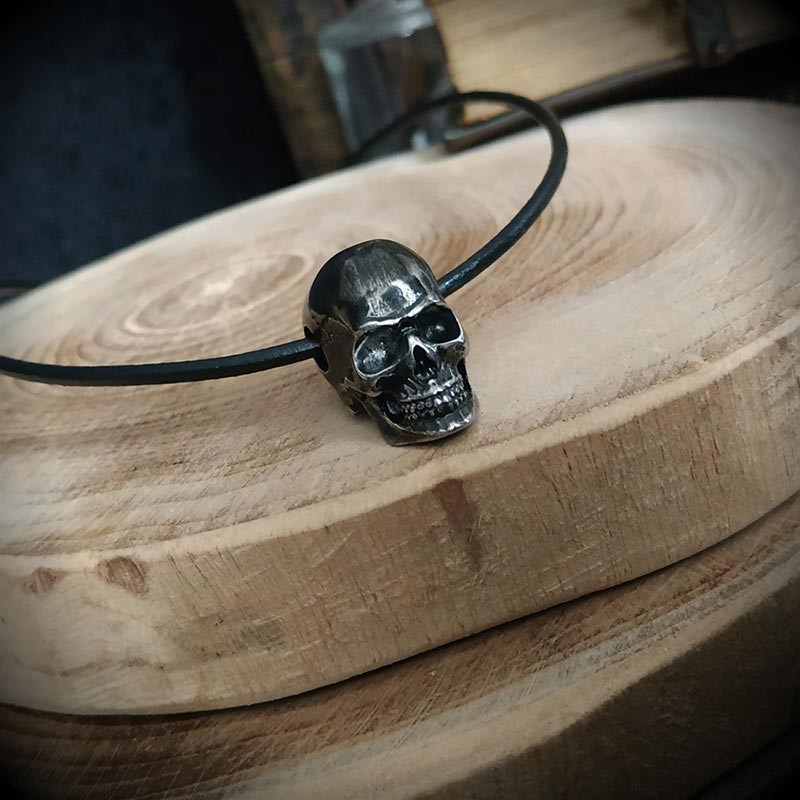 Pendentif Tête De Mort En Acier Inox - Style Biker Gothique Byzantin - Collier Grand