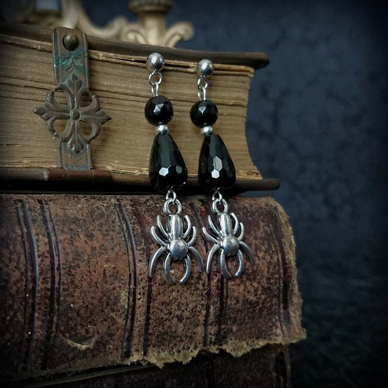 Parure Bijoux Halloween Style Gothique - Collier Et Boucles D'oreilles Araignée - Alliage Hypoallergénique