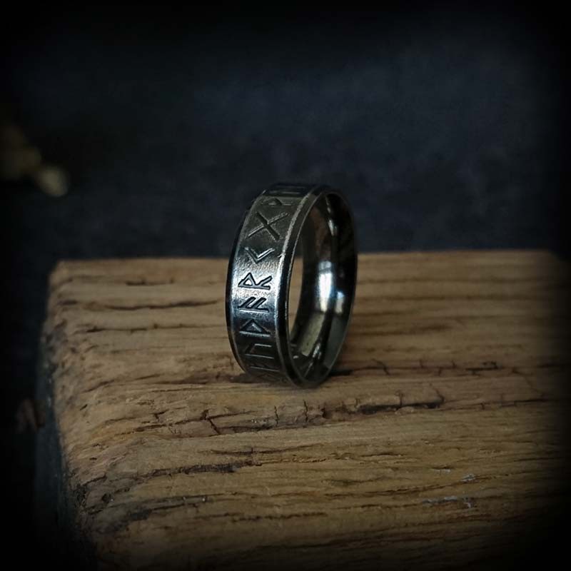 Bague Viking Homme En Acier Inoxydable - Runes Nordiques, Style Vintage, Cadeau Personnalisé