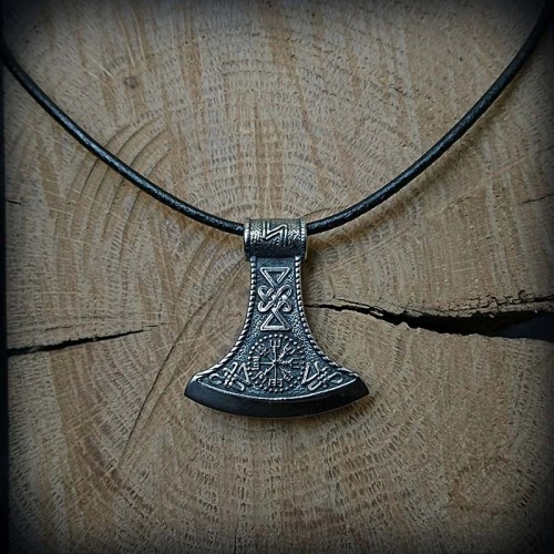 Collier hache viking acier,...