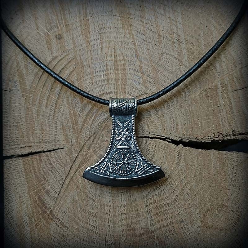 Skyrim réglable Viking Noeud Cordon de Cire Bracelet Fait à la Main avec The Cool Pendentif Hache Motif Bracelet 