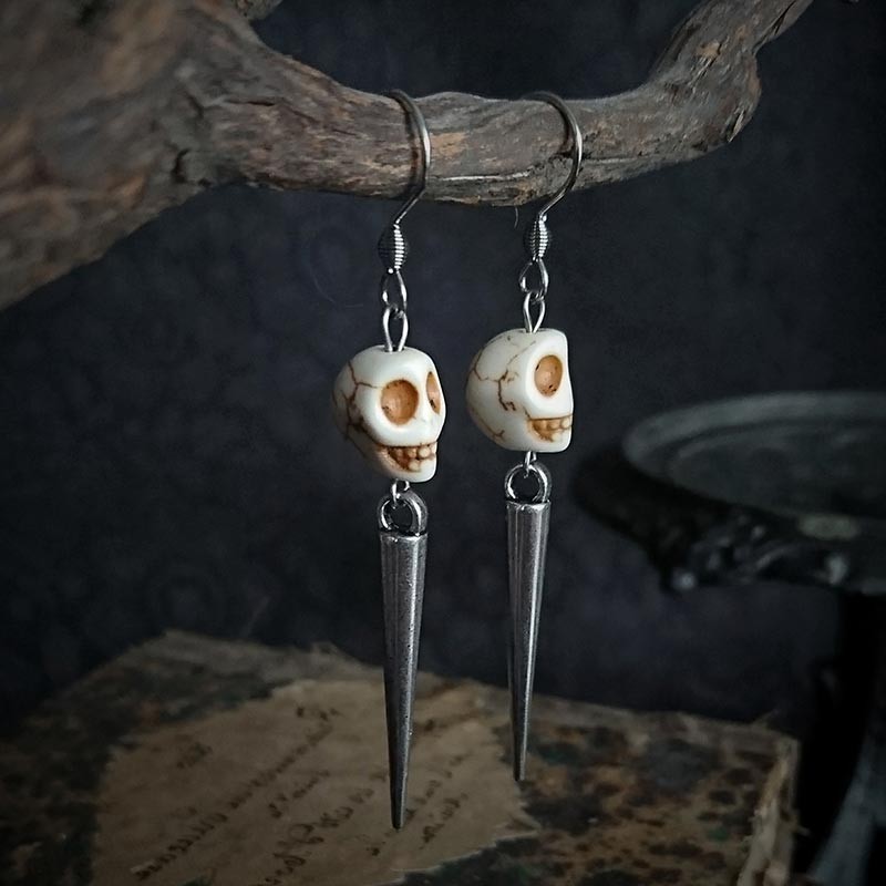 Boucles D'Oreilles Triple Lune Déesse En Acier Inoxydable Pentagramme