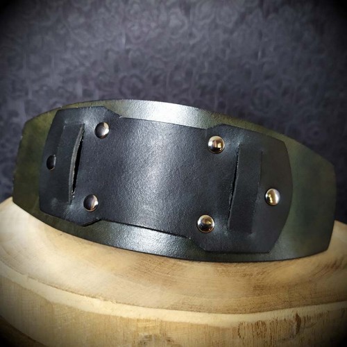 Bracelet de force pour montre cuir artisanal vert foncé et noir, bracelet  adaptable pour montre