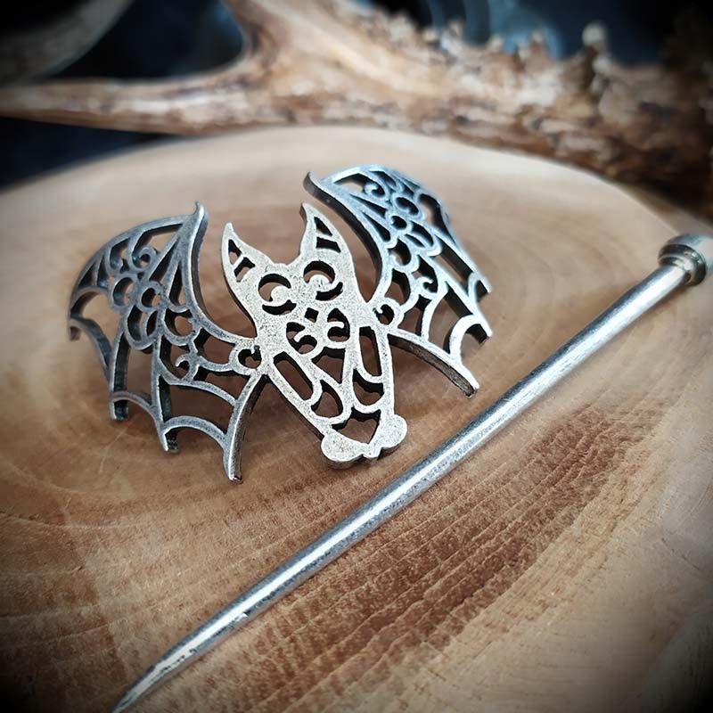 Clip à Cheveux Chauve-souris Gothique - ABS Et Métal - Pour Halloween, Cosplay, Soirée à Thème - Environ 10,5x8 Cm