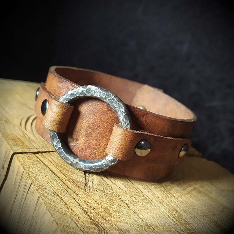 Bracelet Manchette Punk En Cuivre – Style Anneaux Métal – Look Rock