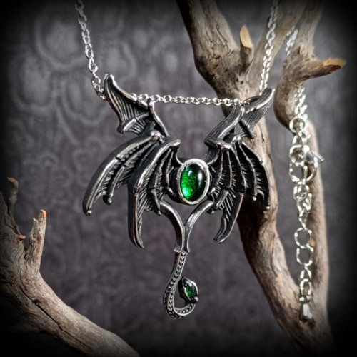 Enveloppe d'oreille ailes de dragon en acier, gothique, fantasy, fantastique