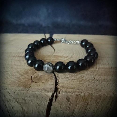 Bracelet perles noires Onyx...